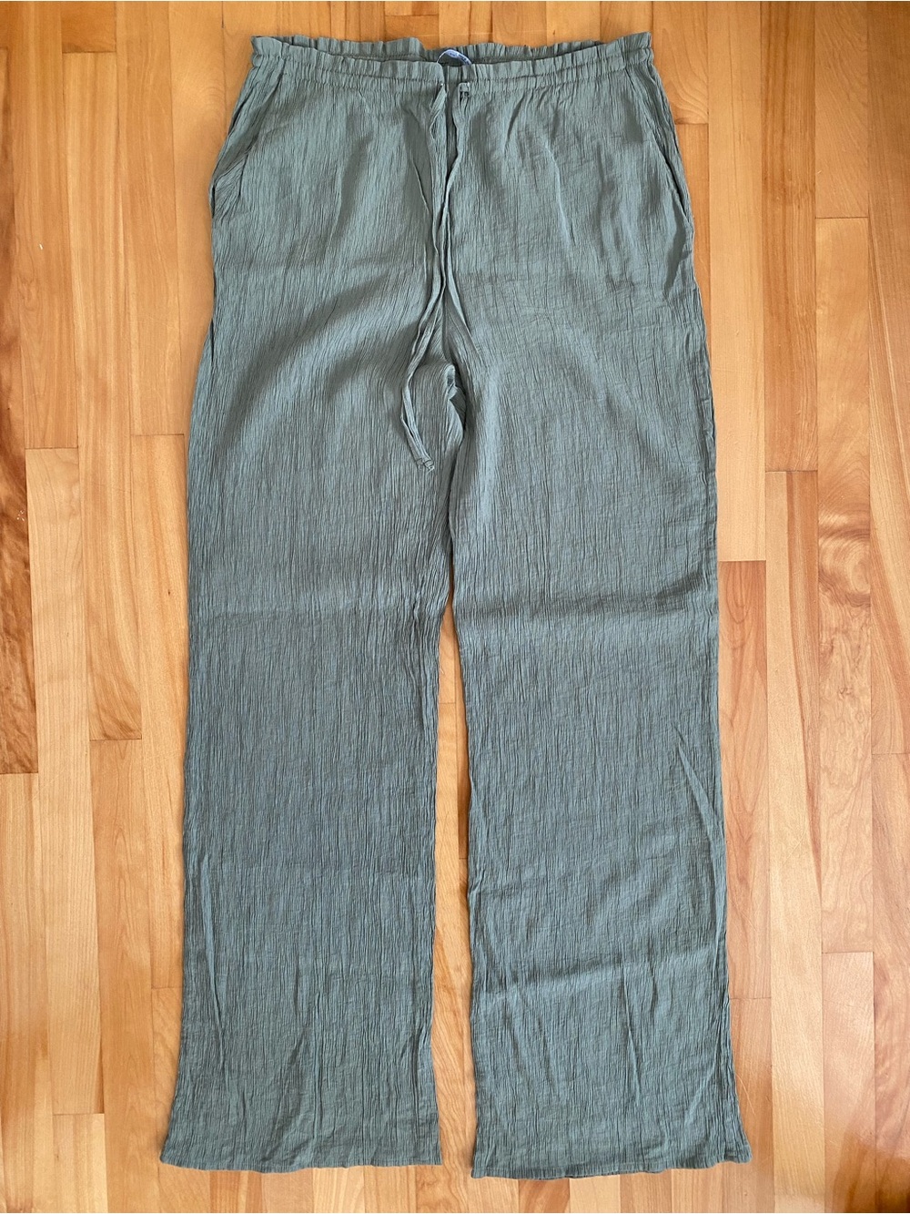 Women’s Relaxed Drawstring Pants in Sage Green Long Legs Hight Waist Zara